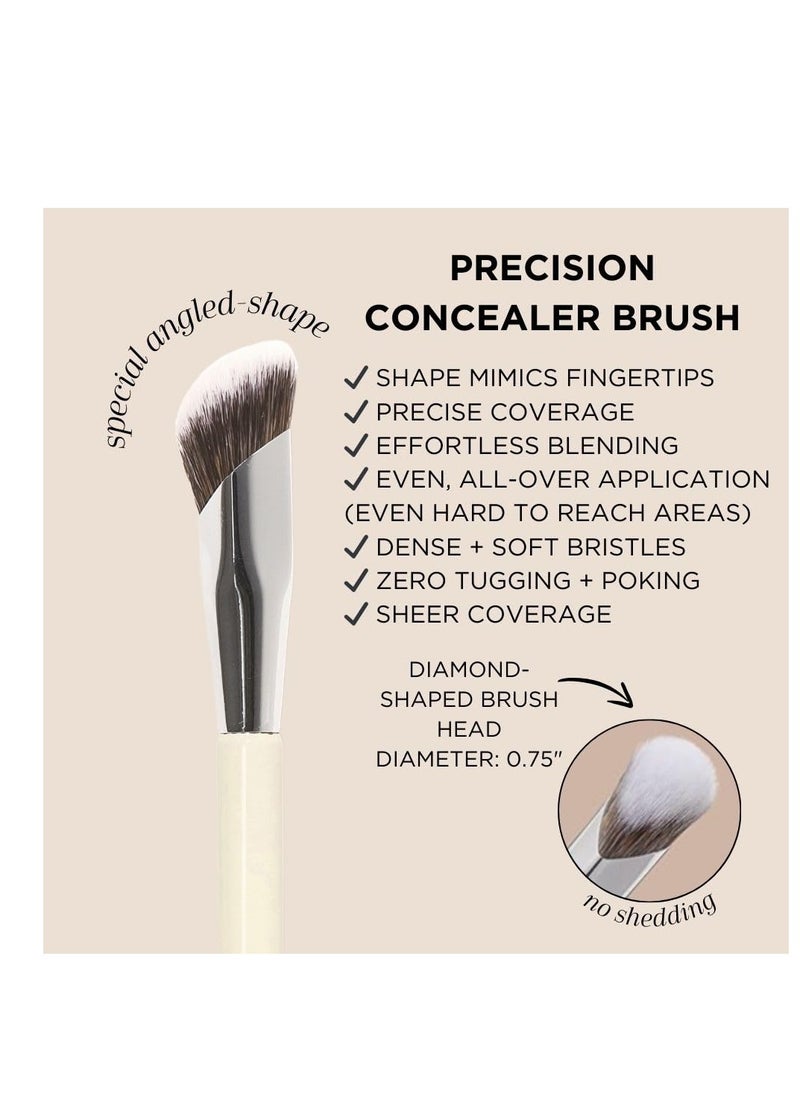 HALEYS Concealer Brush VEGAN+CRUELTY-FREE, Sustainable Wood, Vegan Bristles for Airbrushed Finish, For Creams,Liquids, Powder, Streak-free, Perfect Blending, Buffs, Smooths with Control, Special shape