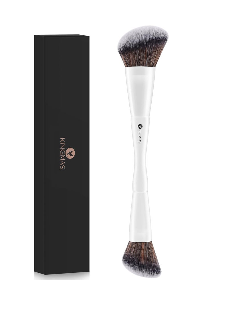 KINGMAS Angled Foundation Brush, Double-ended Kabuki Makeup Brush, Large Foundation Brush and Medium Concealer Brush for Beauty Liquid, Cream, Powder, Blending Buffing Face Makeup Tools