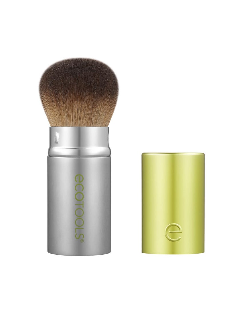 EcoTools Retractable Face Makeup Brush, Kabuki Brush for Foundation, Blush, Bronzer, & Powder, Travel Friendly & Perfect for On The Go, Eco Friendly, Synthetic & Cruelty Free Bristles, 1 Count