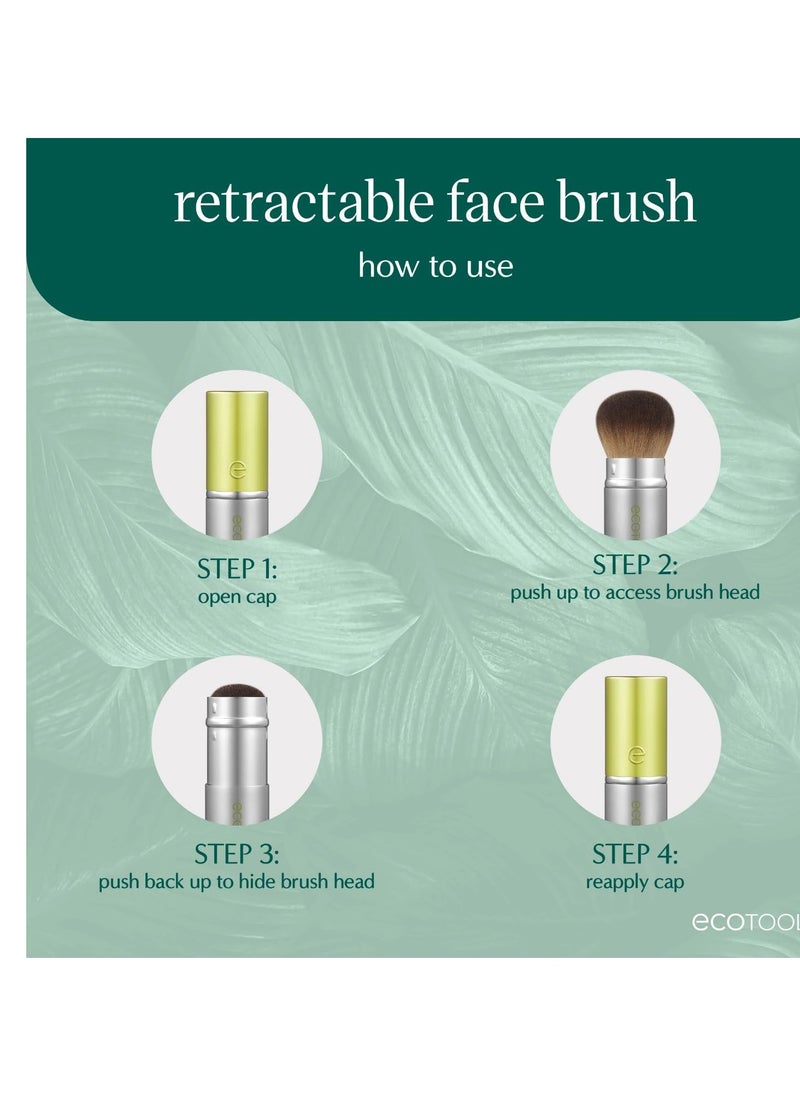 EcoTools Retractable Face Makeup Brush, Kabuki Brush for Foundation, Blush, Bronzer, & Powder, Travel Friendly & Perfect for On The Go, Eco Friendly, Synthetic & Cruelty Free Bristles, 1 Count