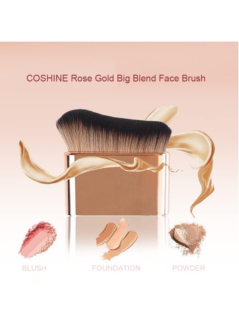 COSHINE Big Self Tanning Blend Brush, Professional Self Tanner, Kabuki, Powder, Foundation, Blusher, Shadow, Bronzer, Face and Body Brush (ROSE GOLD)