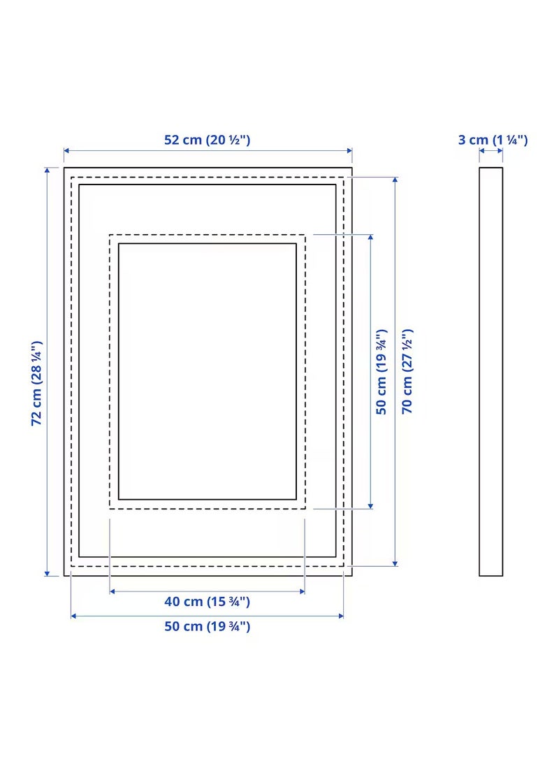 Picture Frame Black Plastic & Fibreboard 50x70 cm