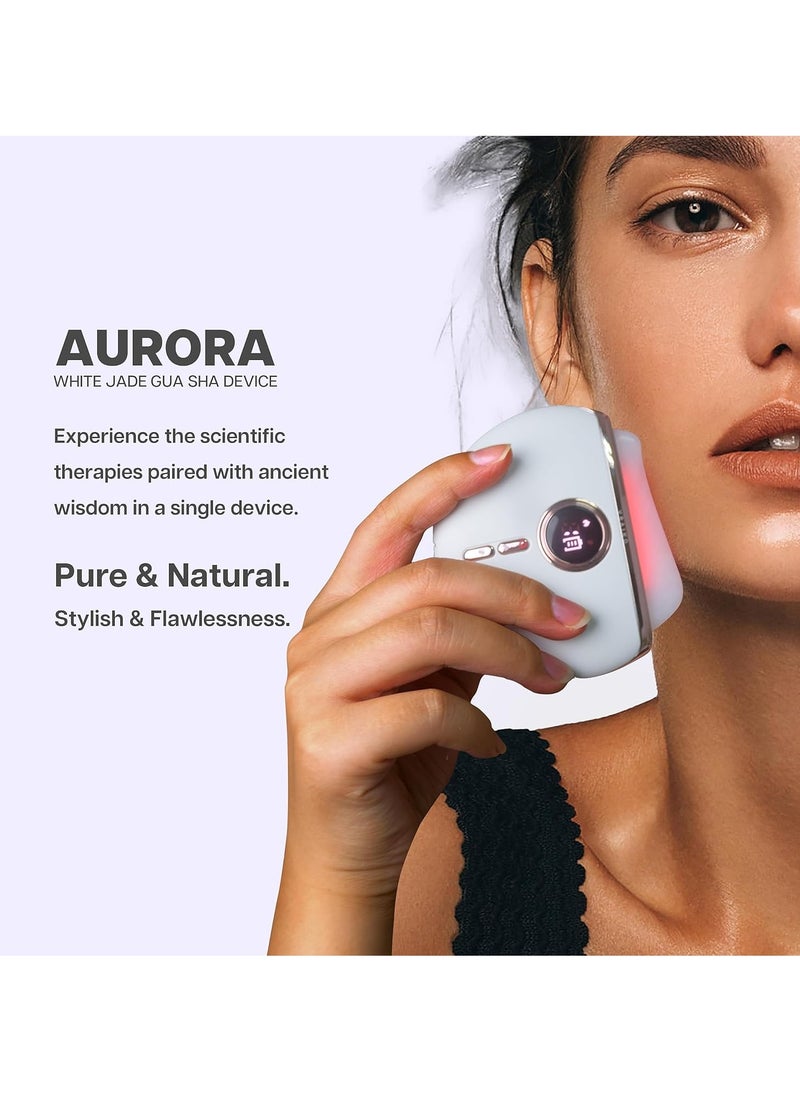 Aurora LED Gua Sha Device, Jade Stone Gua Sha Facial Tool with Heat and Vibration, Face Massager for Anti-Aging Wrinkles Puffiness Skin Rejuvenation and Toning (AURORA)