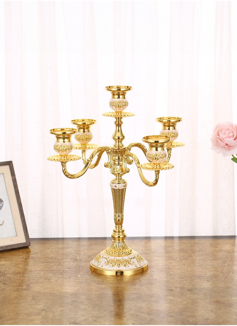 5-head gold-plated European alloy candle holder, a classic candle holder for home and hotel use