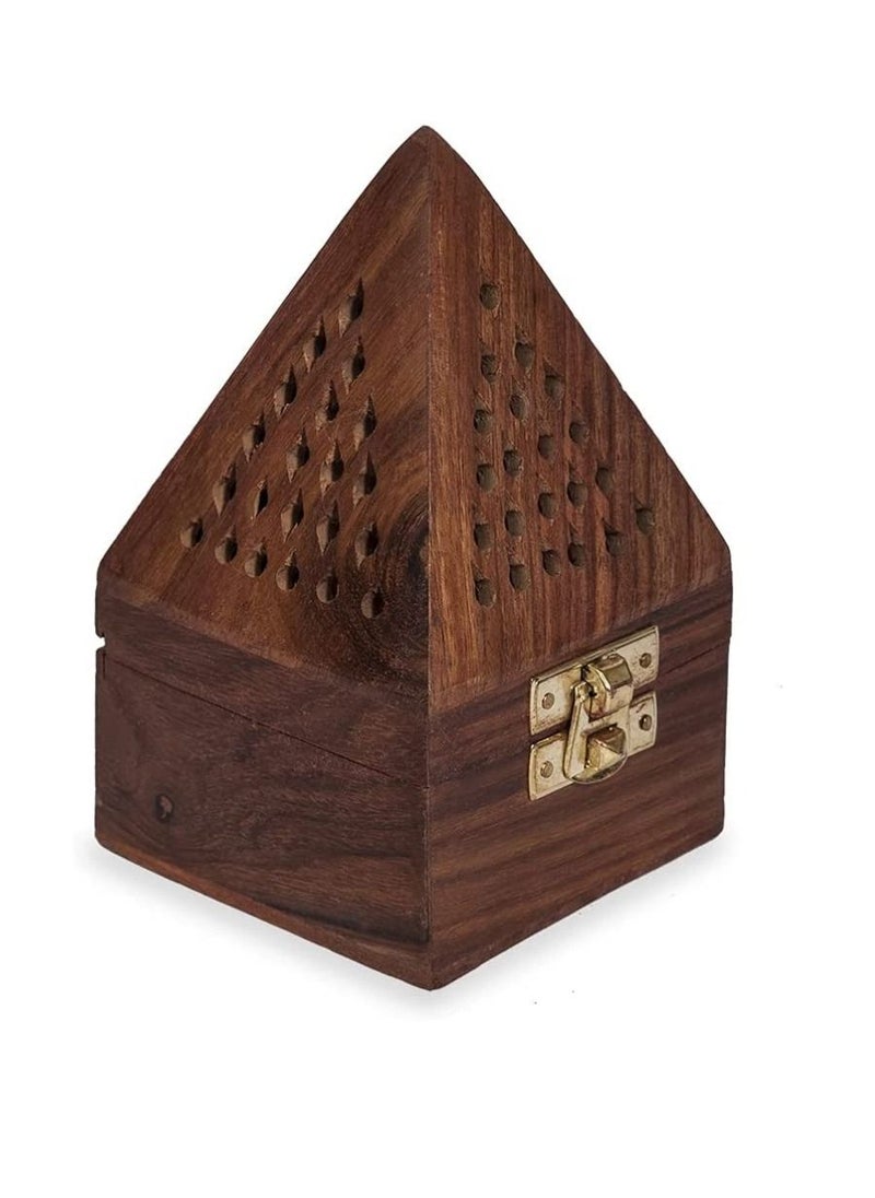 Wooden Bakhoor Burner Mabkhara pyramid shape incense burner home fragrance home decor incense holder lobandaan bhakhoor burner