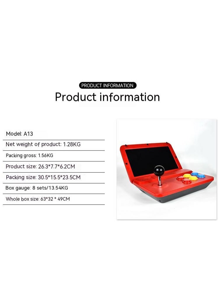 A13 Retro Game Arcade 10 Inch Hd Large Screen Game Machine Folding Flip Rk3128 Chip Cpu Simulator Detachable Joystick (64G)