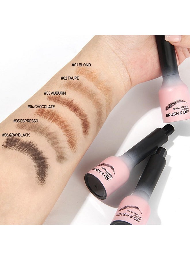 Revorie Brow-Fection Angled Brush & Dip Liquid Eyebrow Gel, Brow Lamination Tint & Powder Pen, Eyebrow Hair Stroke Brush, Wild Eyebrow Pencil Waterproof Long Lasting Quick Drying (#05 Espresso)