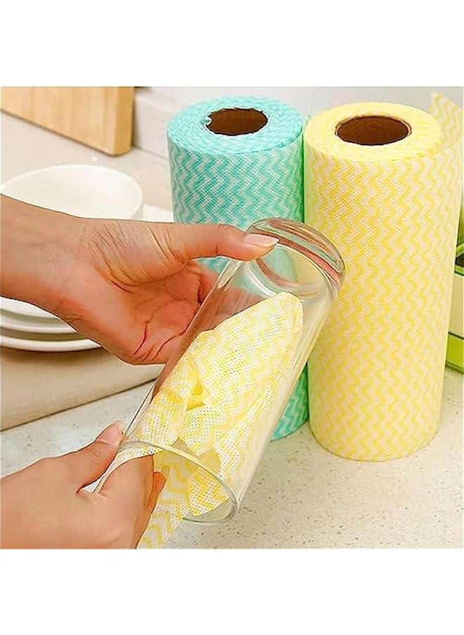 5PCS Disposable Reusable Kitchen Rolls Kitchen Cloth Rolls Cleaning Rags Scouring Pads Dish Towels Household Products kitchen removal cleaning rag non-stick oil disposable table cleaning(4 Rolls+hoo