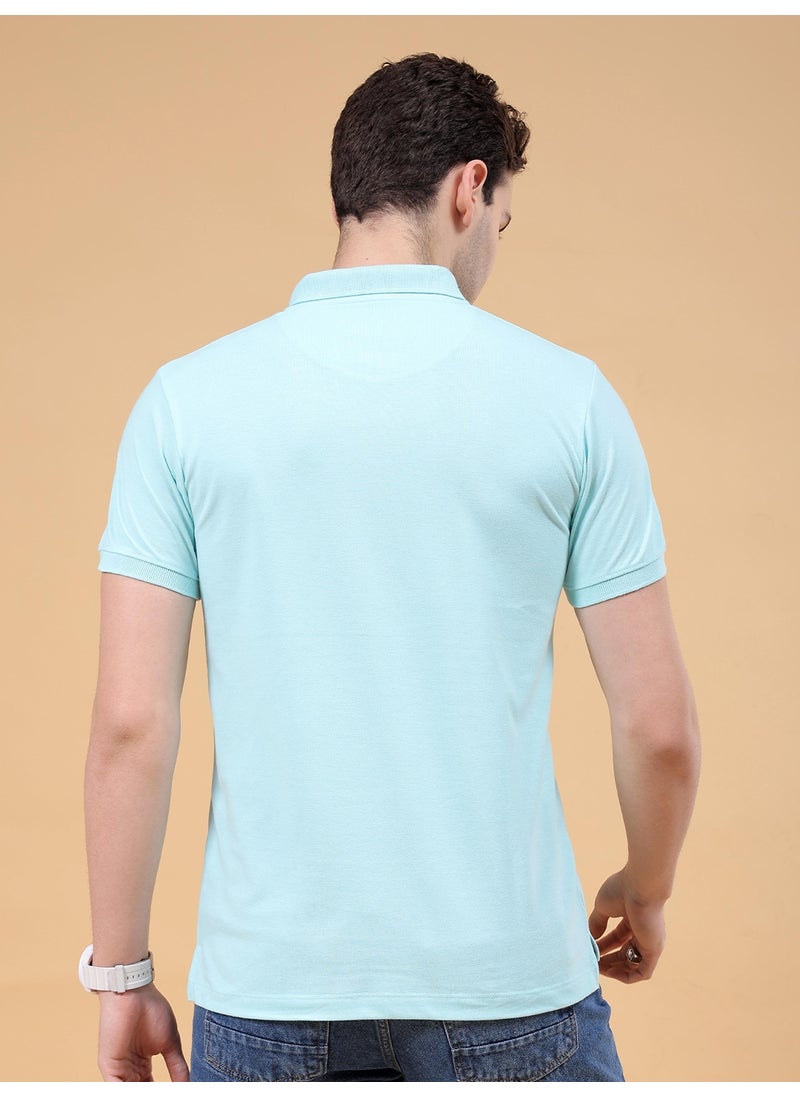 Men Regular Fit Basics Plain Polo Neck Printed Polo T-Shirts