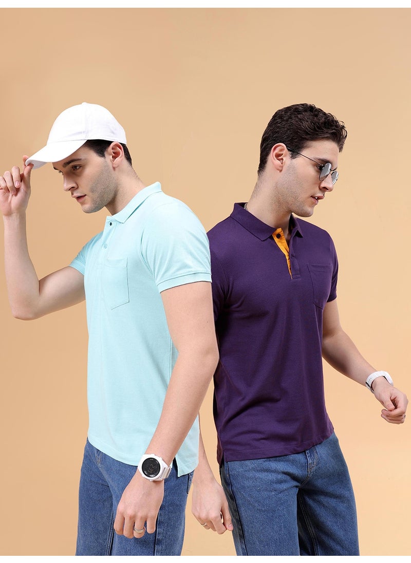 Men Regular Fit Basics Plain Polo Neck Printed Polo T-Shirts