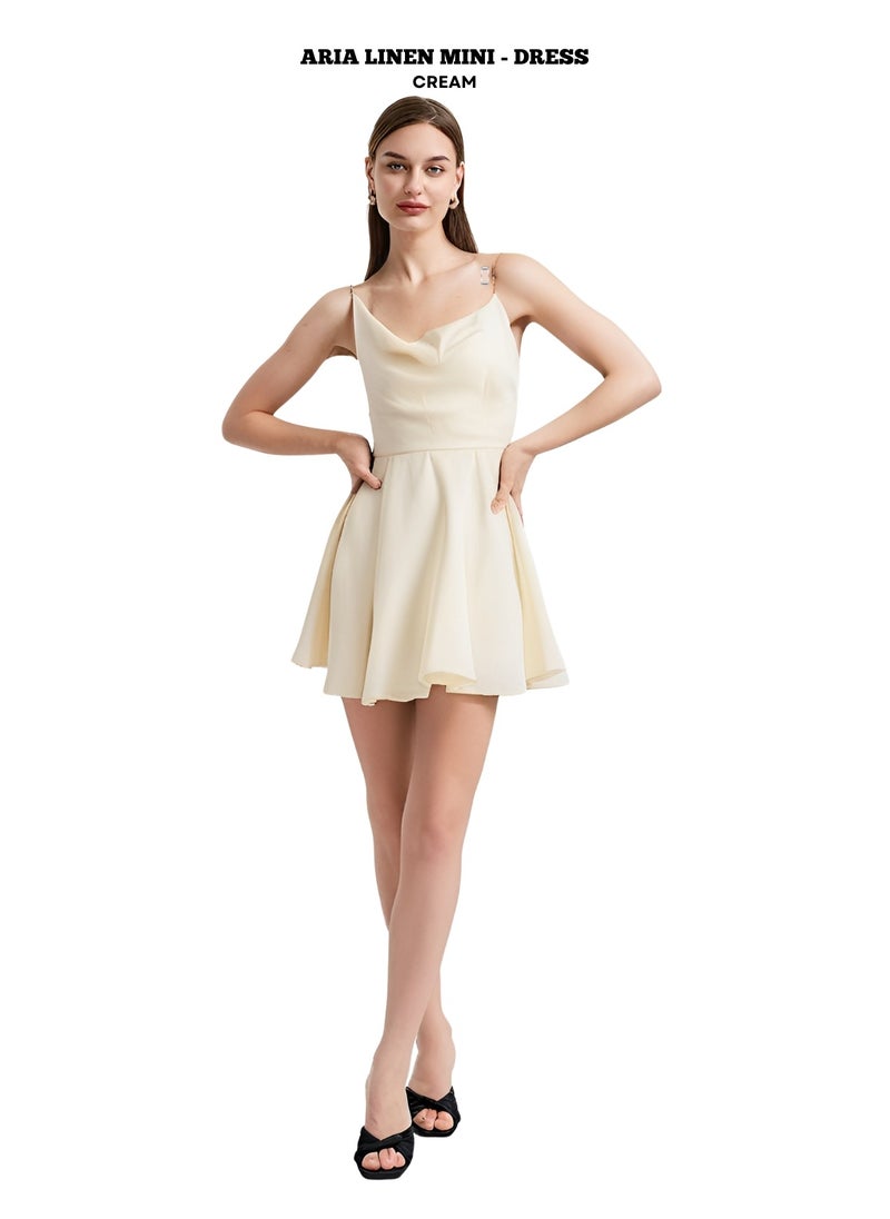 ARIA LINEN MINI-DRESS CREAM