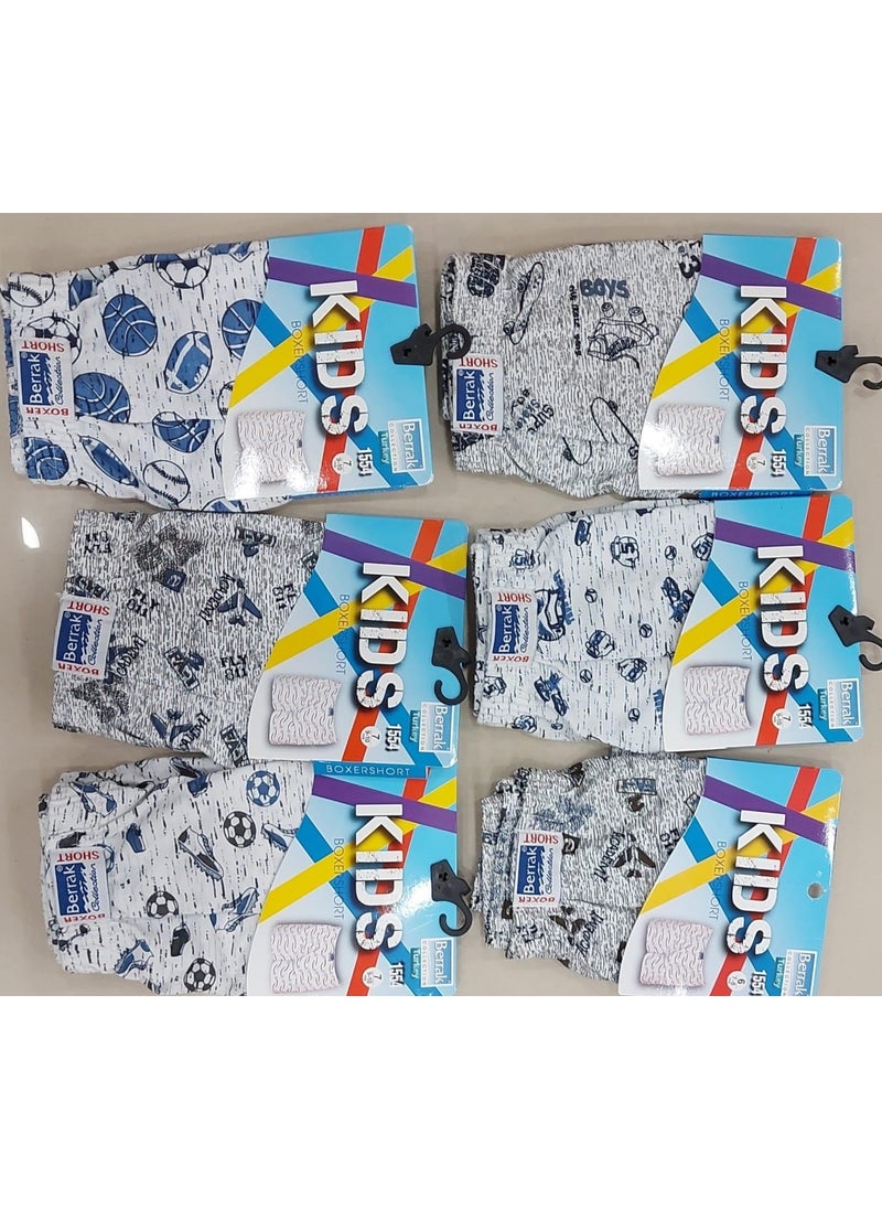 1554 Boy Patterned Boxer Shorts 10 Pieces