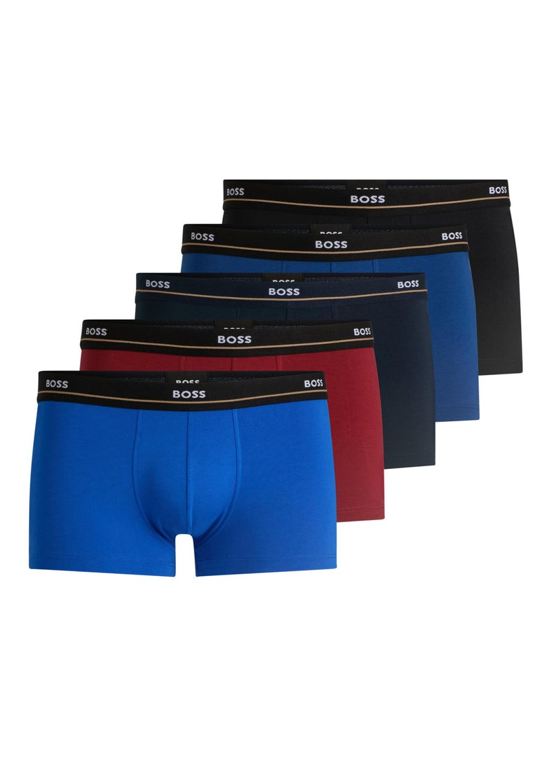 Five-pack of stretch-cotton trunks with logo waistbands