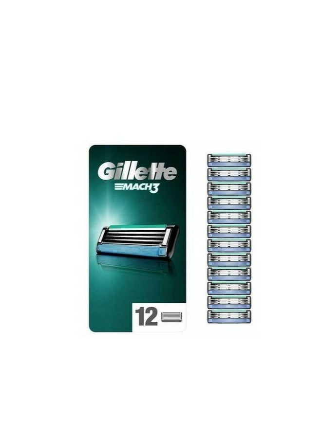 Gillette Mach3 Razor Blades Men, Pack of 12 Blade Refills