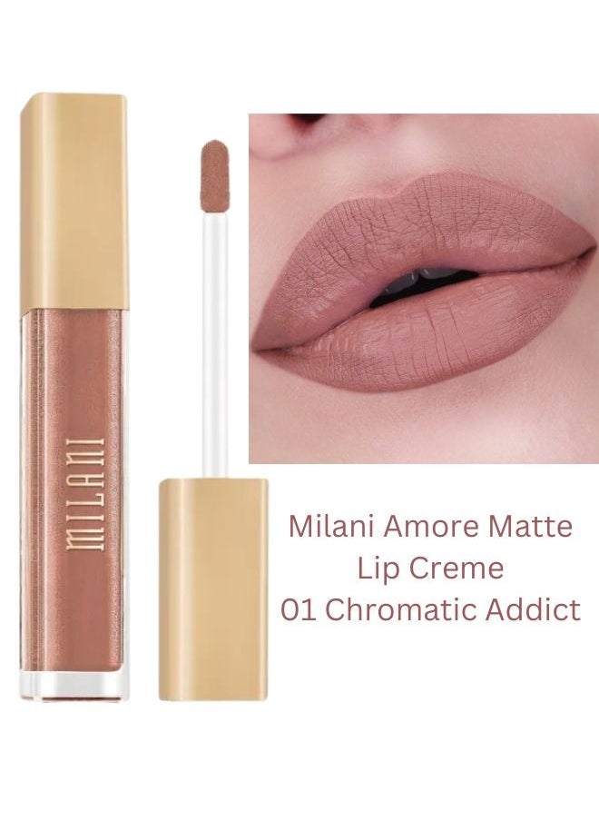 Milani Amore Matte Lip Crème, Shade 01 Chromatic Addict, 6g - Long-Lasting, Full Coverage Matte Liquid Lipstick