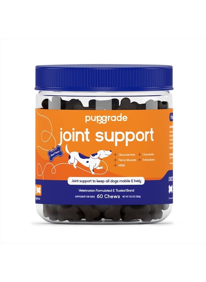 Joint Support Supplement for Dogs - Natural Glucosamine Chondroitin with MSM - Hip & Joint Pain Relief - Recommended for Hip Dysplasia, Arthritis & Joint Disease - USA Tested - 60 Chews