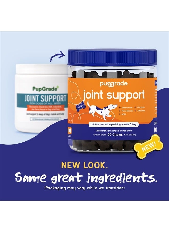 Joint Support Supplement for Dogs - Natural Glucosamine Chondroitin with MSM - Hip & Joint Pain Relief - Recommended for Hip Dysplasia, Arthritis & Joint Disease - USA Tested - 60 Chews