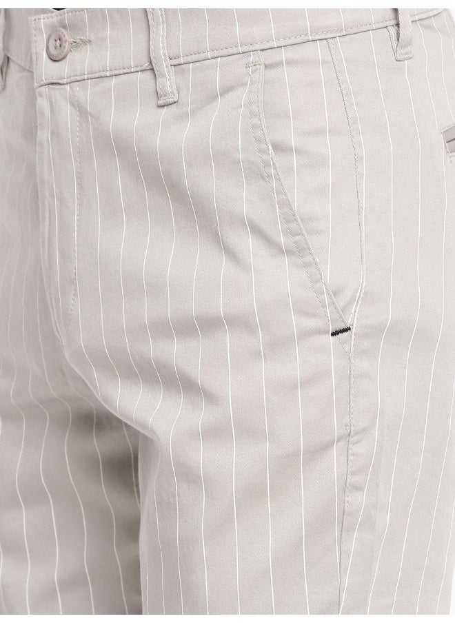 Men Slim Fit Vertical Striped Mid-Rise Chinos