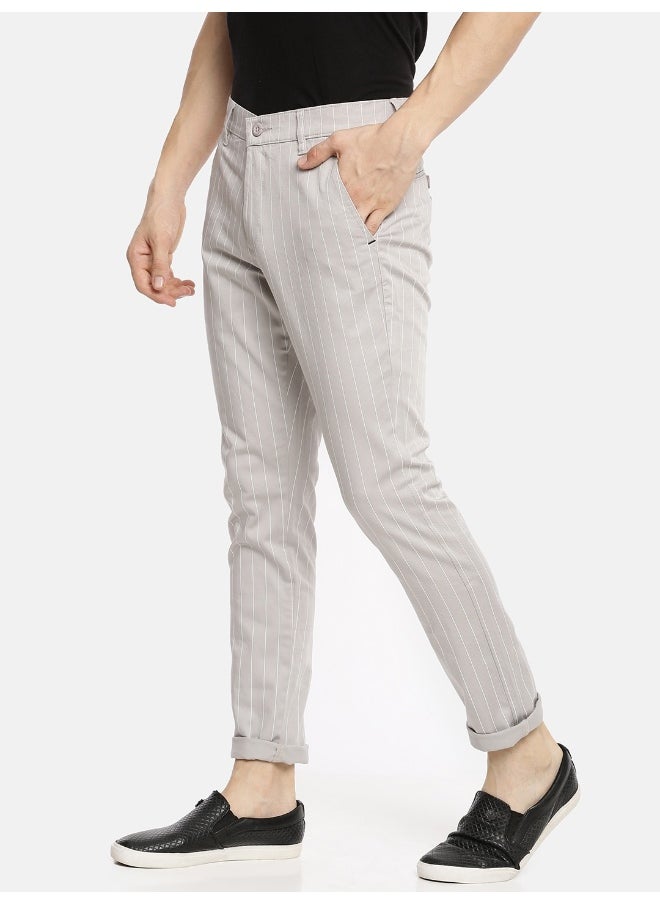 Men Slim Fit Vertical Striped Mid-Rise Chinos