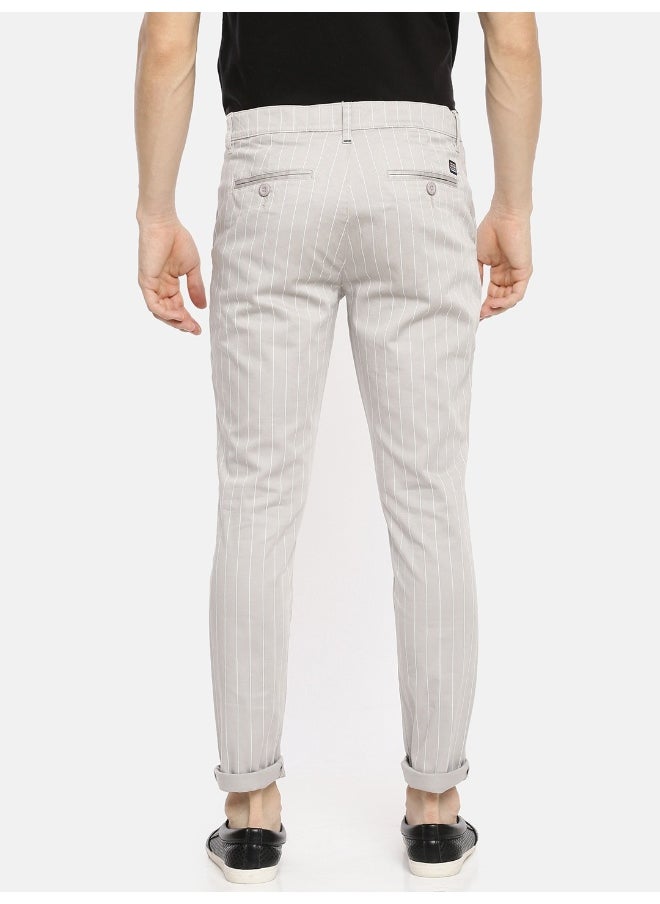 Men Slim Fit Vertical Striped Mid-Rise Chinos