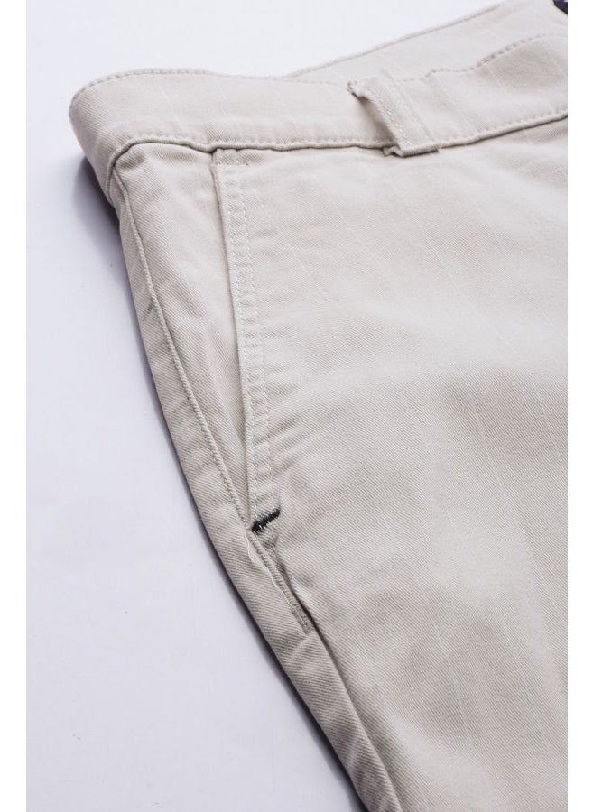 Men Slim Fit Striped Mid-Rise Stretchable Chinos