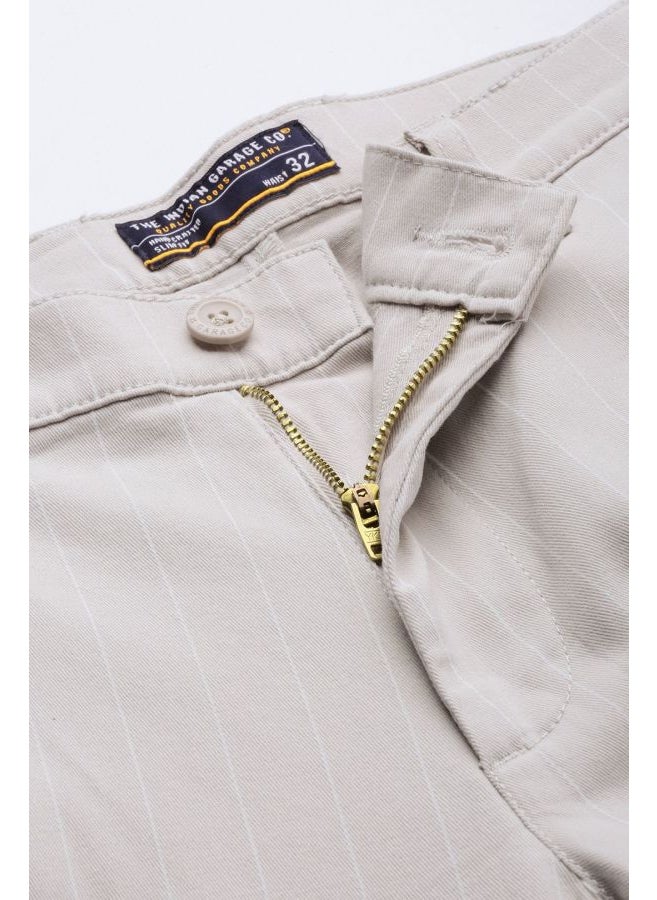 Men Slim Fit Striped Mid-Rise Stretchable Chinos
