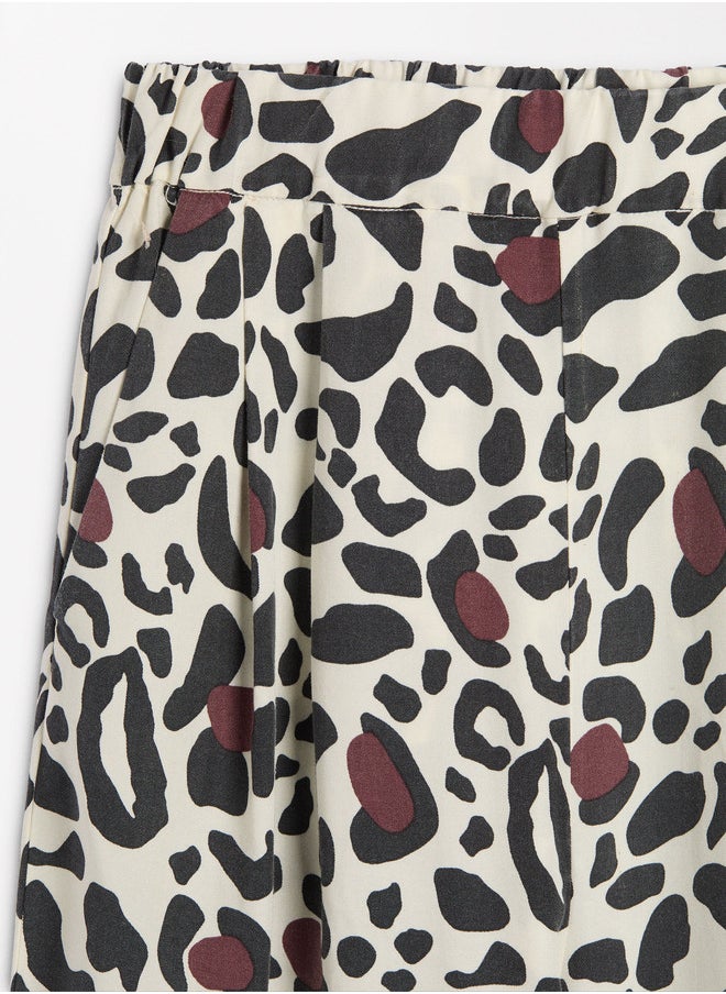 Leopard Print Trousers With Elastic Waistband