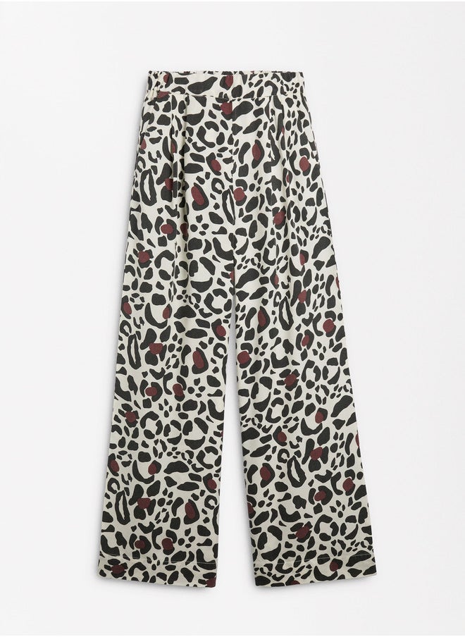 Leopard Print Trousers With Elastic Waistband