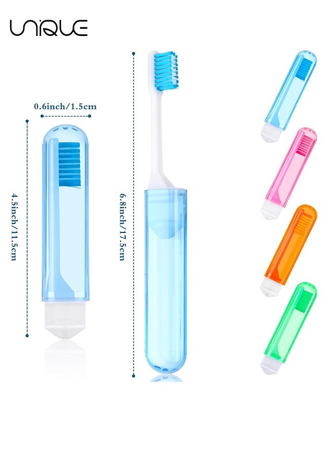 4 Pieces Travel Toothbrush,Mini Travel Toothbrush Kit,Portable Soft Travel Toothbrushes,Folding Toothbrush Comes with a Toothbrush Box for Travel, Camping, School, Home, Business Trip