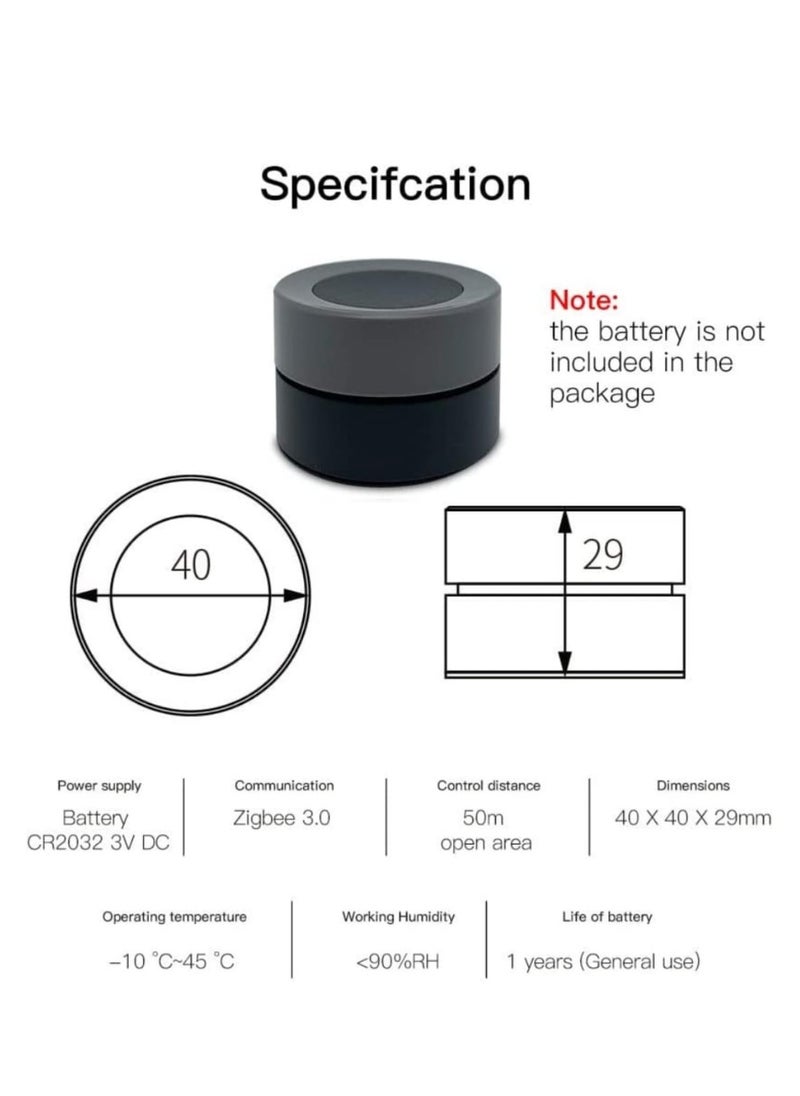 JiaFeng MOES Tuya ZigBee Smart Knob Switch, Wireless Scene Switch Button Controller, Automation Scenario, Works with Tuya ZigBee Gateway.