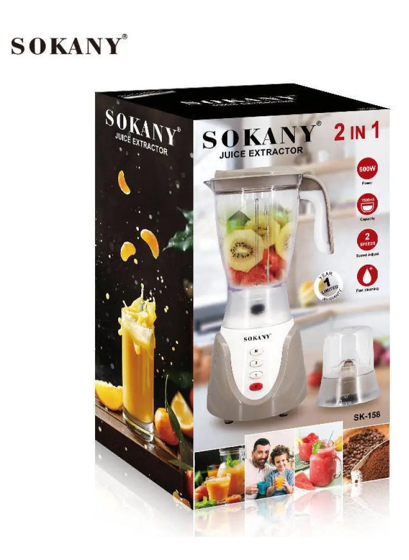 Sokany 600W Mixer With Milk, Spice and Spice Grinder