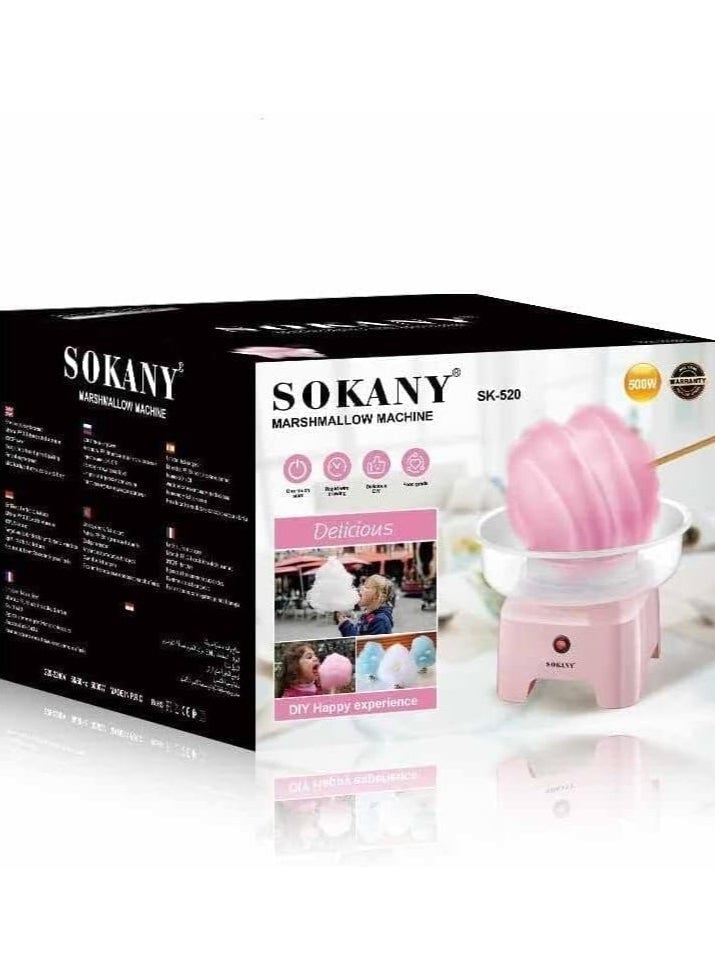 Sokany sk-520 Electric Cotton Candy Maker, 500 Watt - White Pink