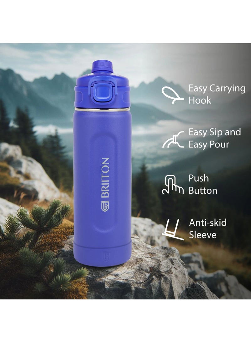 Universo - S Water Bottle - 1000ml | Copper Coated Vacuum Insulation | Stainless Steel | Powder Coated | Secure Grip | Leakproof Flask | Hot & Cold Thermos | Aqua Hydra | Ideal for All | Blue