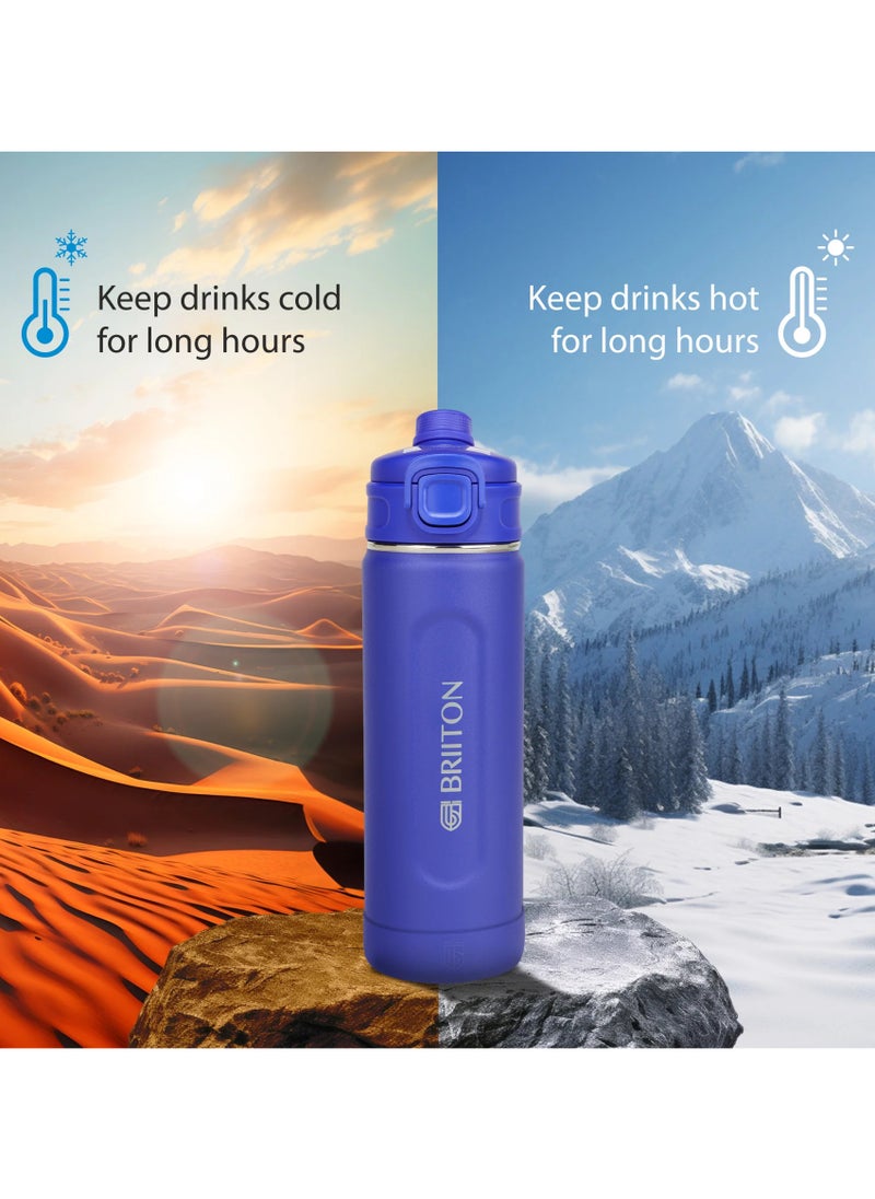 Universo - S Water Bottle - 1000ml | Copper Coated Vacuum Insulation | Stainless Steel | Powder Coated | Secure Grip | Leakproof Flask | Hot & Cold Thermos | Aqua Hydra | Ideal for All | Blue