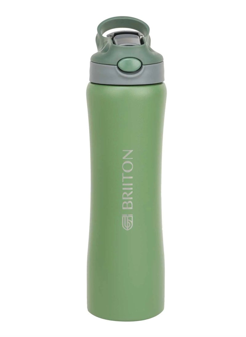 Hipster Water Bottle - 750ml | Copper Coated Vacuum Insulation | 304 Food Grade Stainless Steel | Powder Coated | Secure Grip | Leakproof Easy Pour Cap | Hot & Cold| Ideal for All | Green