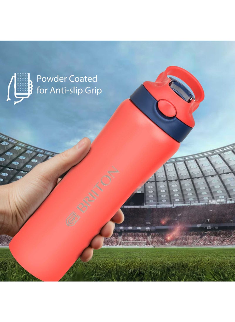 Hipster Water Bottle - 750ml | Copper Coated Vacuum Insulation | 304 Food Grade Stainless Steel | Powder Coated | Secure Grip | Leakproof Easy Pour Cap | Hot & Cold| Ideal for All | Pink