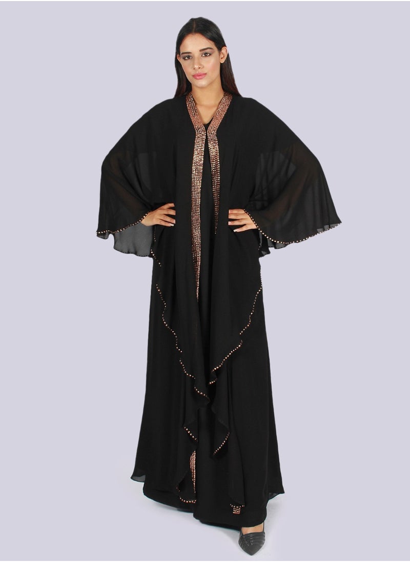 Rosaline - Flared Sleeve Rhinestone Embellished Abaya