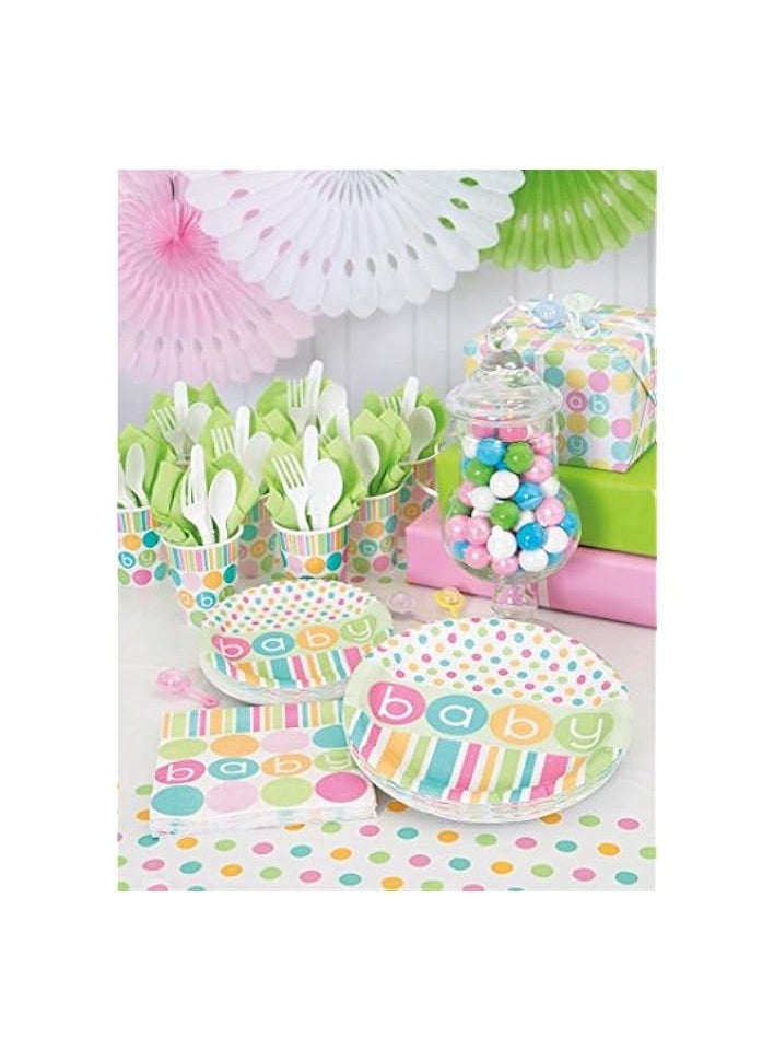 Baby Shower Plates, 8-Pieces, 7-Inch, Multicolor