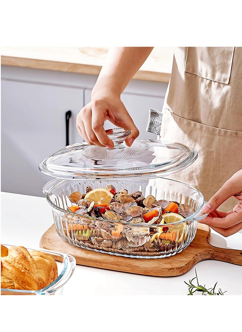 M MCIRCO 4-Piece Glass Casserole Baking Dish, Set of 2 Casseroles With Glass Lids, 1.9 Qt and 3 Qt