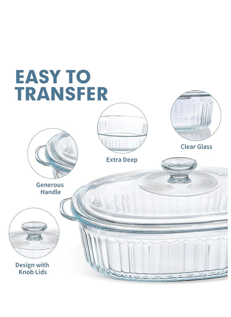 M MCIRCO 4-Piece Glass Casserole Baking Dish, Set of 2 Casseroles With Glass Lids, 1.9 Qt and 3 Qt