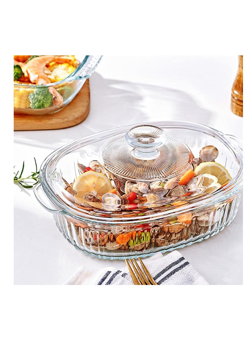 M MCIRCO 4-Piece Glass Casserole Baking Dish, Set of 2 Casseroles With Glass Lids, 1.9 Qt and 3 Qt