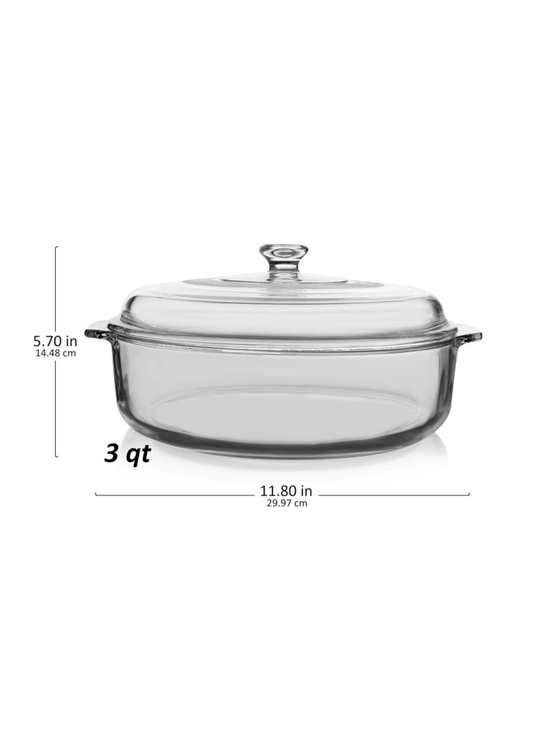 Libbey Baker's Basics Glass Casserole Dish with Cover, 3-quart