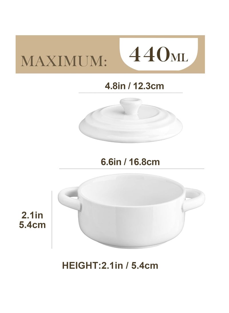 MALACASA Mini Cocotte Set - 14 OZ Small Casserole Dishes with Lids and Handles, Ceramic Mini Dutch Oven Set of 4, Small Baking Ramekins for Lasagna, Soufflé, Oven, Microwave & Dishwasher Safe, Series BAKE.BAKE