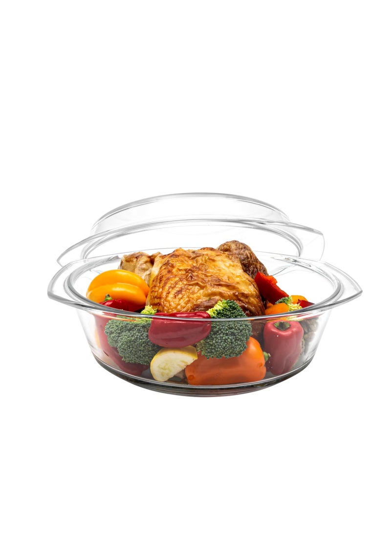 Simax Casserole Dish with Lid, 3.5 Quart Round Glass Casserole Dishes for Oven with Lid and Handles, Baking Dishes for Oven, Covered Bowl for Cooking, Baking, Serving, Microwave, Dishwasher, and Oven Safe Cookware