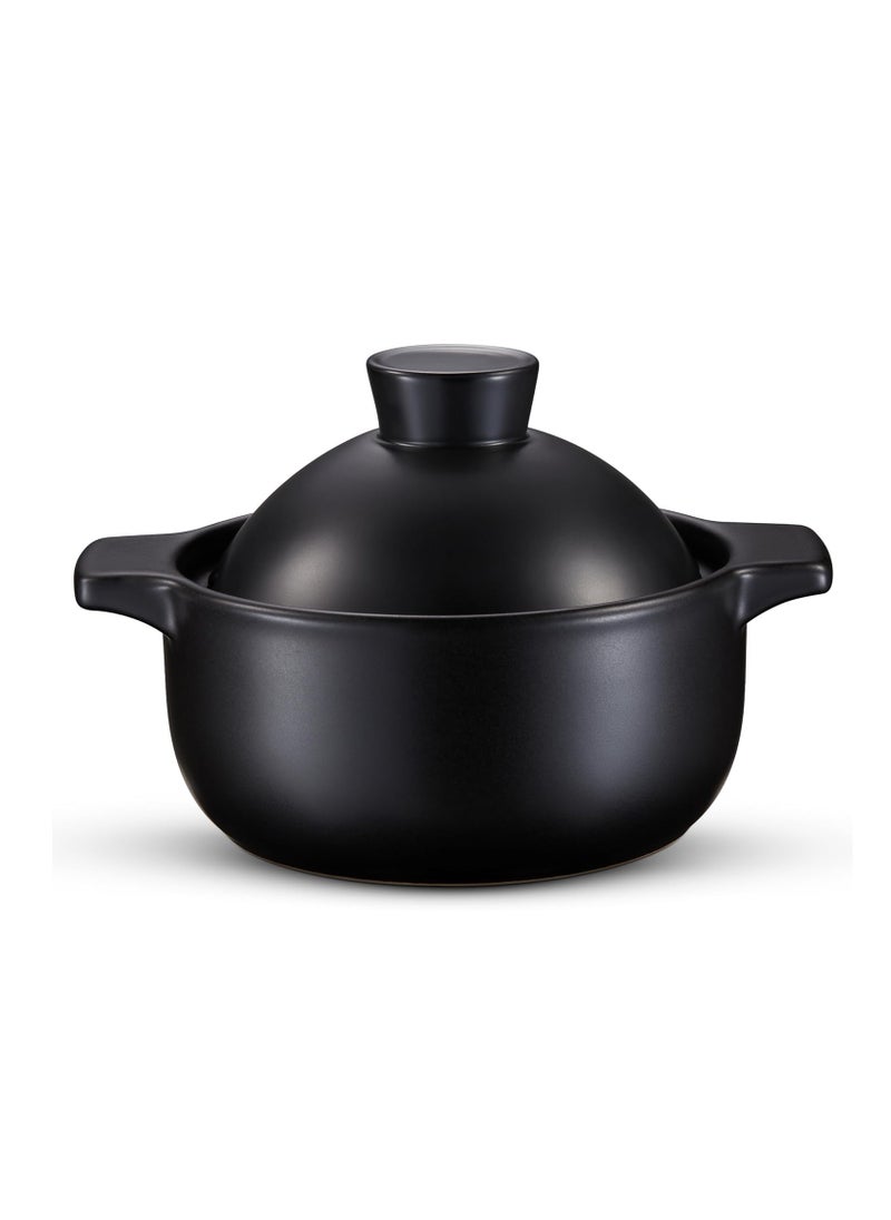 Kook Korean Hot Pot, Dolsot Pot, 68 oz, Bowl with Lid, for Cooking Donabe, Bibimbap, Kimchi, Hot Pot, Soups and Stews, Oven and Dishwasher Safe, Black