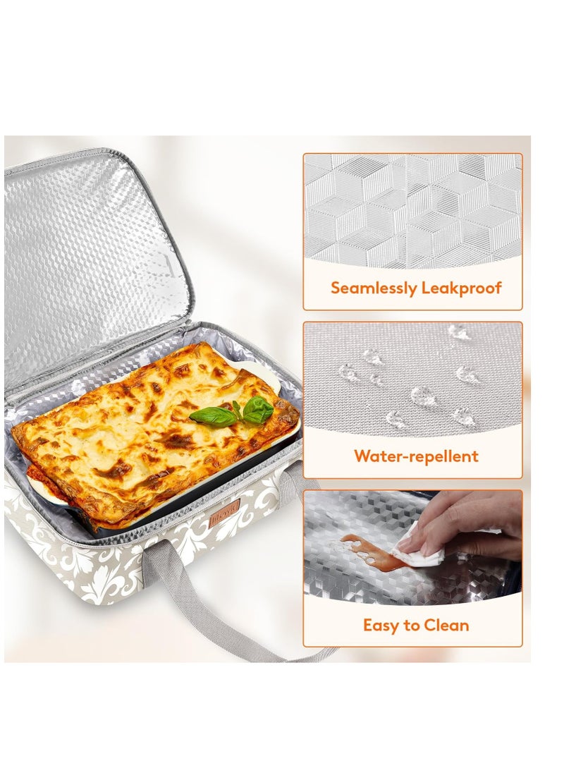 Lifewit Casserole Carrier for Hot or Cold Food, Insulated Casserole Baking Dish Bag Food Carrier, Lasagna Holder for Potluck/Parties/Picnic/Cookouts, Fits 9