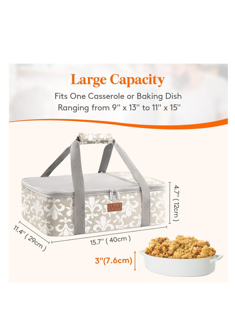 Lifewit Casserole Carrier for Hot or Cold Food, Insulated Casserole Baking Dish Bag Food Carrier, Lasagna Holder for Potluck/Parties/Picnic/Cookouts, Fits 9