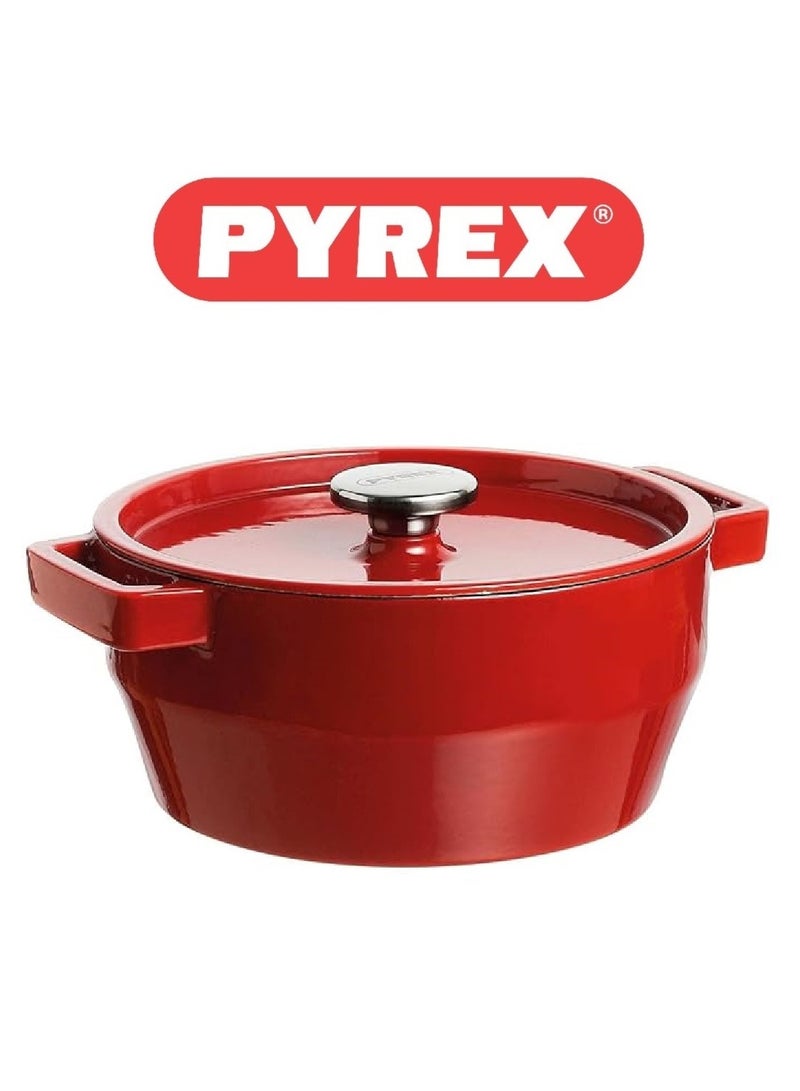 Pyrex Slow Cook Oval Casserole 28cm Red - Durable, Enamel Finish, Induction Compatible