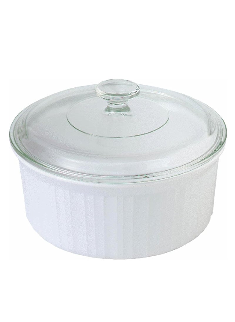 CorningWare French White 1-1/2-Quart Covered Round Dish with Glass Lid