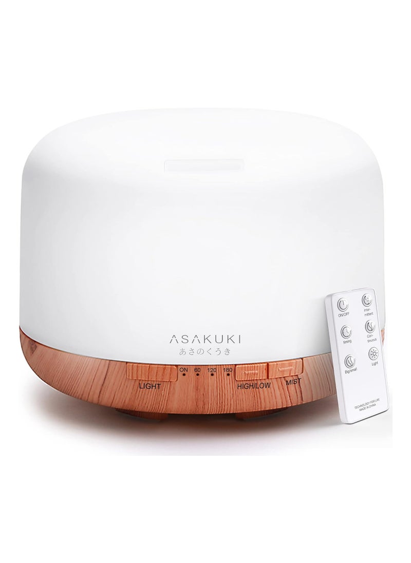 ASAKUKI 500ml Premium, Essential Oil Diffuser with Remote Control, 5 in 1 Ultrasonic Aromatherapy Fragrant Oil Humidifier Vaporizer, Timer and Auto-Off Safety Switch